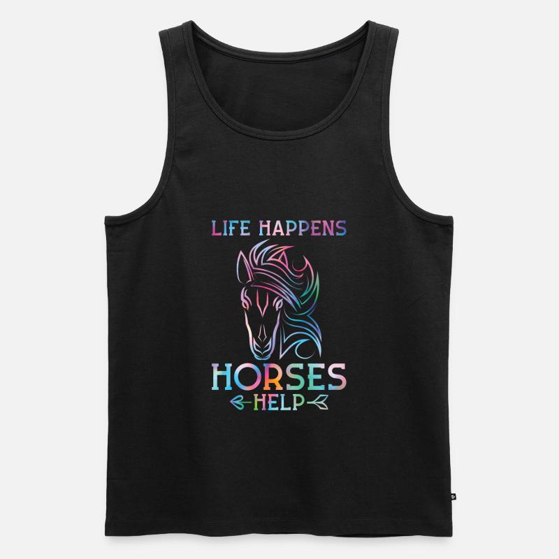 Pferde Pferde Geschenk - Männer Premium Bio Tank Top - Schwarz
