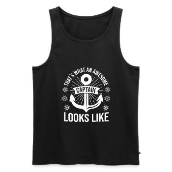 Kapitän Kapitän Geschenke - Männer Premium Bio Tank Top - Schwarz - Vorne - AI Model Male 178 light (178cm)