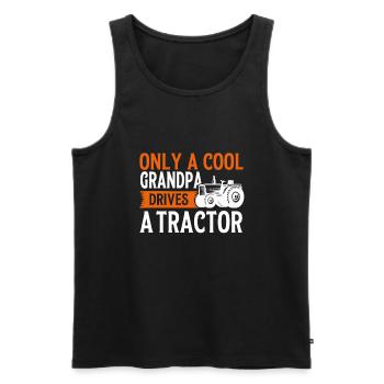 Tracteur Grand-père Tracteurs Cadeau - Débardeur bio Premium Homme - noir - Devant - Michal (187cm)