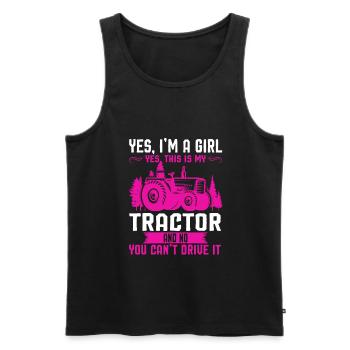 Tracteur Fille Tracteurs Farm Gift - Débardeur bio Premium Homme - noir - Devant - Michal (187cm)