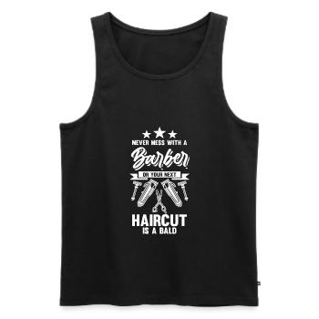 Barber Barber Hair Gift - Men's Premium Organic Tank Top - black - Front - Michal (187cm)