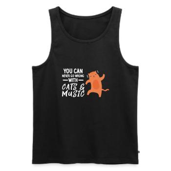 Chats et musique Écoutez les animaux de compagnie Propriétaires Cadeau - Débardeur bio Premium Homme - noir - Devant - Michal (187cm)