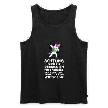 Patenkind Patenonkel Einhorn Geschenk - Männer Premium Bio Tank Top - Schwarz - Vorne - Michal (187cm)