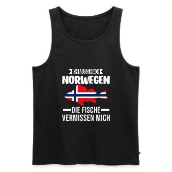 Norwegen Angeln Angler Geschenk - Männer Premium Bio Tank Top - Schwarz - Vorne - Michal (187cm)