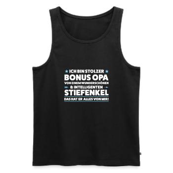 Bonus Opa Stiefenkel Stiefopa Geschenk - Männer Premium Bio Tank Top - Schwarz - Vorne - Michal (187cm)