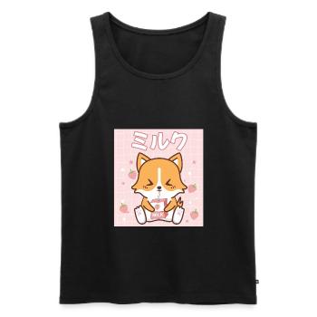 Cadeau japonais au lait de fraise kawaii - Débardeur bio Premium Homme - noir - Devant - AI Model Male 178 light (178cm)