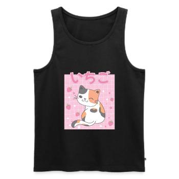 Japanese Japanese Strawberry Cat Gift - Men's Premium Organic Tank Top - black - Front - Michal (187cm)