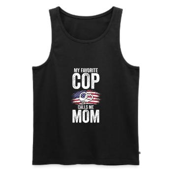 Polizist Mama Cop Mama Familie Geschenk - Männer Premium Bio Tank Top - Schwarz - Vorne - Michal (187cm)