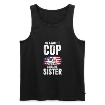 Cop Schwester Cop Schwester Familie Geschenk - Männer Premium Bio Tank Top - Schwarz - Vorne - Michal (187cm)