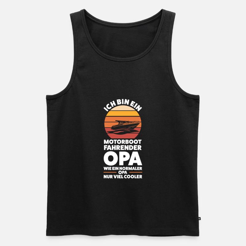 Motorboot Opa Bootfahrer Geschenk - Männer Premium Bio Tank Top - Schwarz