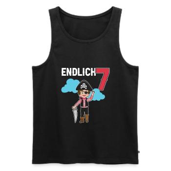7.Geburtstag Pirat Piraten Geschenk - Männer Premium Bio Tank Top - Schwarz - Vorne - Michal (187cm)