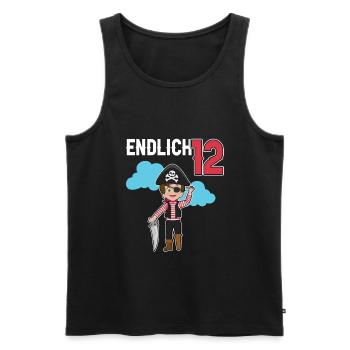 12.Geburtstag Pirat Piraten Geschenk - Männer Premium Bio Tank Top - Schwarz - Vorne - Michal (187cm)