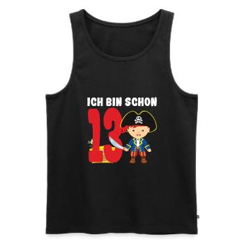13.Geburtstag Pirat Piraten Geschenk - Männer Premium Bio Tank Top - Schwarz - Vorne - Michal (187cm)
