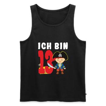 13.Geburtstag Pirat Piraten Geschenk - Männer Premium Bio Tank Top - Schwarz - Vorne - Michal (187cm)