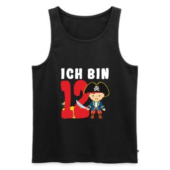 12.Geburtstag Pirat Piraten Geschenk - Männer Premium Bio Tank Top - Schwarz - Vorne - Michal (187cm)