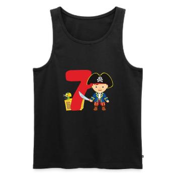 7.Geburtstag Pirat Piraten Geschenk - Männer Premium Bio Tank Top - Schwarz - Vorne - Michal (187cm)