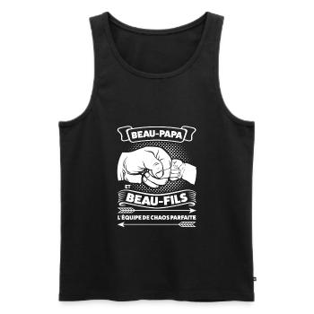 Beau-Père & Beau-Fils Beau-Père Geschenk - Männer Premium Bio Tank Top - Schwarz - Vorne - Michal (187cm)