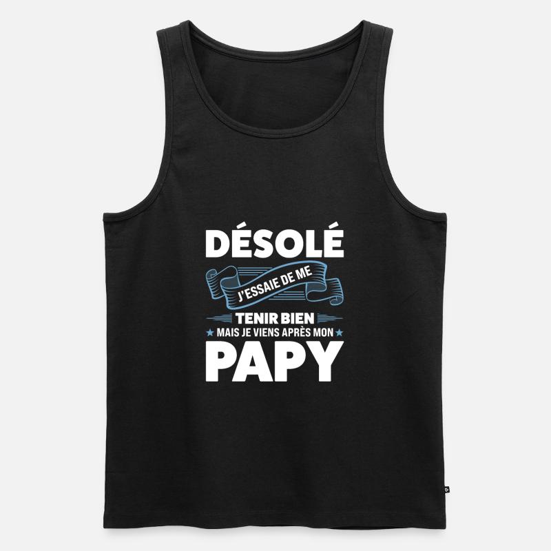 Papi Papi Famille Geschenk - Männer Premium Bio Tank Top - Schwarz