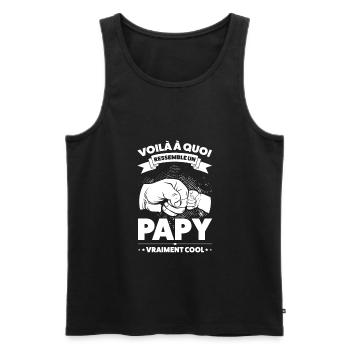Papi Papi Famille Geschenk - Männer Premium Bio Tank Top - Schwarz - Vorne - Michal (187cm)