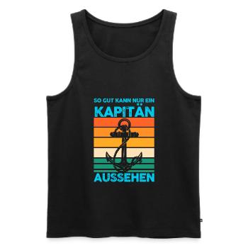 Kapitän Boot Bootfahrer Geschenk - Männer Premium Bio Tank Top - Schwarz - Vorne - AI Model Male 178 light (178cm)