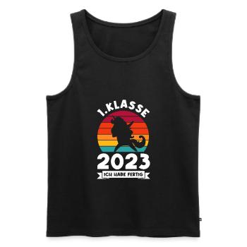 1.Klasse 2023 Einhorn Schulkind Geschenk - Männer Premium Bio Tank Top - Schwarz - Vorne - Michal (187cm)