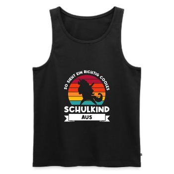 Schulkind Einhorn Schulstart Geschenk - Männer Premium Bio Tank Top - Schwarz - Vorne - AI Model Male 178 light (178cm)