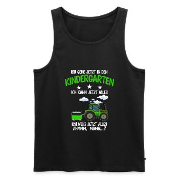 Kindergarten Traktor Kita Anfänger Geschenk - Männer Premium Bio Tank Top - Schwarz - Vorne - Michal (187cm)