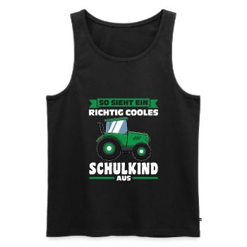 Schulkind Traktor Schulbeginn Geschenk - Männer Premium Bio Tank Top - Schwarz - Vorne - Michal (187cm)