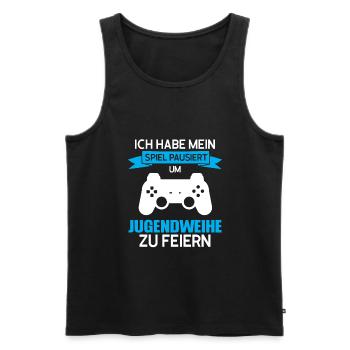 Jugendweihe Gaming Jugendweihfeier Geschenk - Männer Premium Bio Tank Top - Schwarz - Vorne - Michal (187cm)