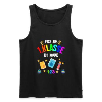 1.Klasse Schulanfang Schulanfänger Geschenk - Männer Premium Bio Tank Top - Schwarz - Vorne - Michal (187cm)