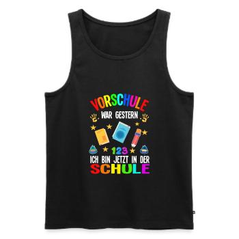 Schulkind Schulanfang Schulanfänger Geschenk - Männer Premium Bio Tank Top - Schwarz - Vorne - Michal (187cm)