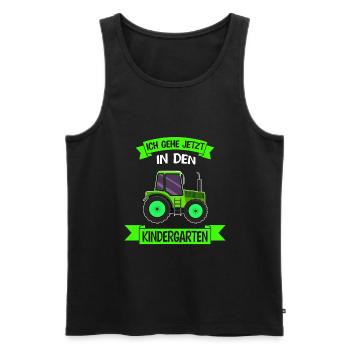 Kindergarten Traktor Kita-Start Geschenk - Männer Premium Bio Tank Top - Schwarz - Vorne - Michal (187cm)