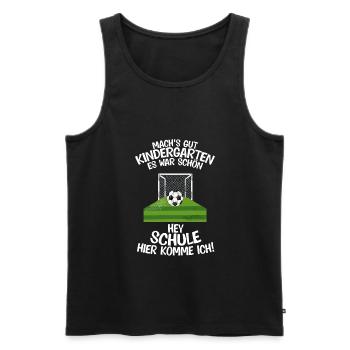 Schulkind Fußball Schulstart Geschenk - Männer Premium Bio Tank Top - Schwarz - Vorne - AI Model Male 178 light (178cm)