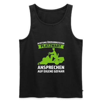 Platzwart Garten Rasenmäher Geschenk - Männer Premium Bio Tank Top - Schwarz - Vorne - AI Model Male 178 light (178cm)