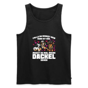 Dackel Hund Dachshund Geschenk - Männer Premium Bio Tank Top - Schwarz - Vorne - Michal (187cm)
