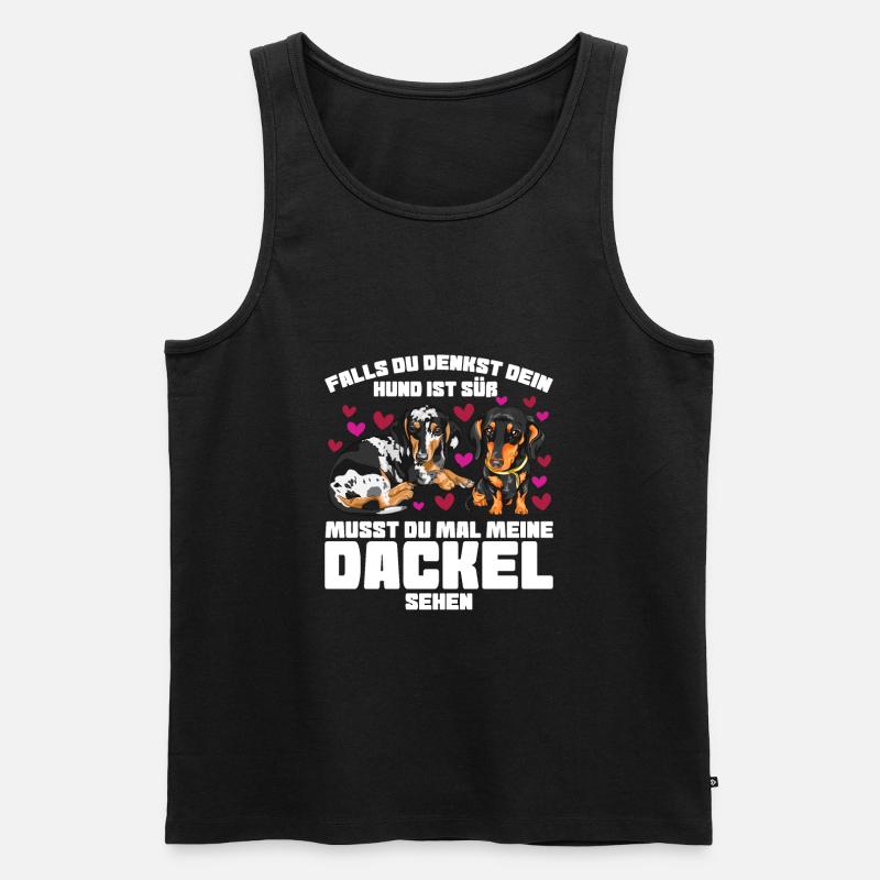 Dackel Hund Dachshund Geschenk - Männer Premium Bio Tank Top - Schwarz