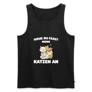 Katze Tier Katzenfreunde Geschenk - Männer Premium Bio Tank Top - Schwarz - Vorne - Michal (187cm)
