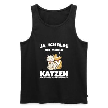 Katze Tier Katzen Geschenk - Männer Premium Bio Tank Top - Schwarz - Vorne - Michal (187cm)