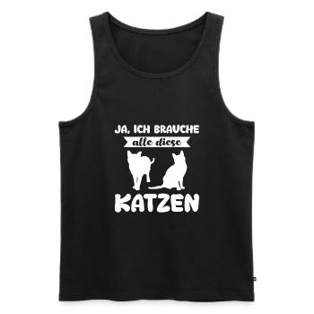 Katze Tier Katzen Geschenk - Männer Premium Bio Tank Top - Schwarz - Vorne - Michal (187cm)