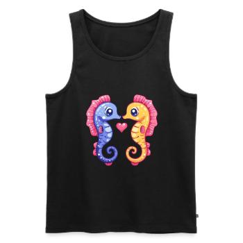 Seahorse Couple Love Valentine's Day - Men's Premium Organic Tank Top - black - Front - Michal (187cm)