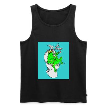 Rauchender Frosch auf dem Klo - Männer Premium Bio Tank Top - Schwarz - Vorne - AI Model Male 178 light (178cm)