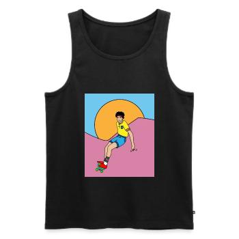 Retro Skateboarder & Skater Skateboard - Men's Premium Organic Tank Top - black - Front - AI Model Male 178 light (178cm)