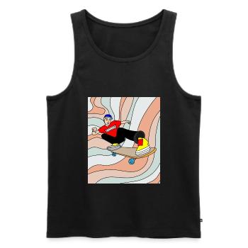 Retro Skateboarder & Skater Skateboard - Men's Premium Organic Tank Top - black - Front - AI Model Male 178 light (178cm)