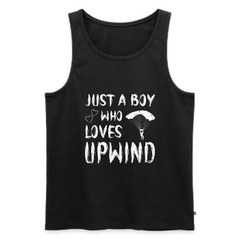 Just A Boy Who Loves Upwind Paraglider Parachute S - Männer Premium Bio Tank Top - Schwarz - Vorne - Michal (187cm)