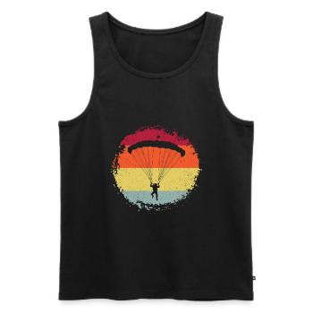 Retro Graphic Paragliding Paraglider Parachute Sky - Männer Premium Bio Tank Top - Schwarz - Vorne - AI Model Male 178 light (178cm)