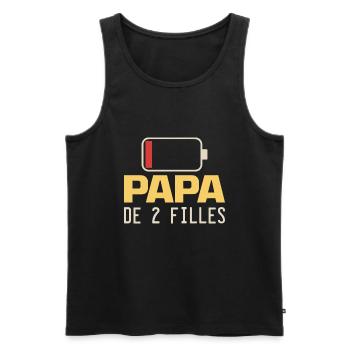 Homme Papa De 2 filles Cadeau Drôle fête des pères - Débardeur bio Premium Homme - noir - Devant - Michal (187cm)