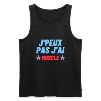 J peux pas j ai Muscu - Débardeur bio Premium Homme - noir - Devant - AI Model Male 178 light (178cm)