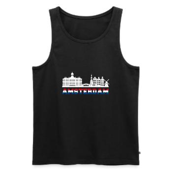 Amsterdam skyline Pays-Bas vacances - Débardeur bio Premium Homme - noir - Devant - Michal (187cm)
