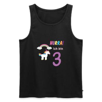 Hurra ich bin 3 Dritter Geburtstag 3 Jahre Einhorn - Männer Premium Bio Tank Top - Schwarz - Vorne - AI Model Male 178 light (178cm)
