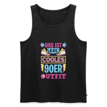 90er Jahre Party Outfit Kostüm Verkleidung 90s - Männer Premium Bio Tank Top - Schwarz - Vorne - Michal (187cm)